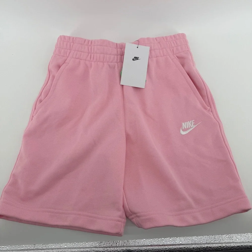 Nike Kids‎ Pink Fleece Shorts Standard Fit Logo Casual Athletic Size Medium NWT